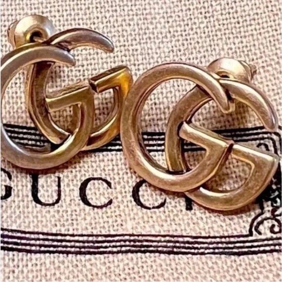 Gucci Gold-Tone GG Logo Earrings - Picture 1 of 7